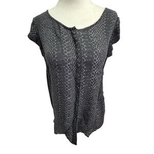 Joie 100% Silk Grey Round Neck Ruffle Sleeve Top Size XS